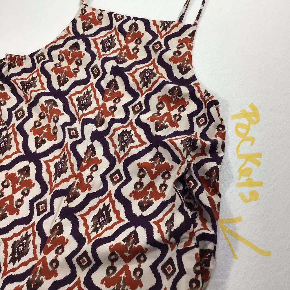Geometric Print Square-Neck Wide Leg Sleeveless Jumpsuit with Pockets XL - Picture 6 of 10